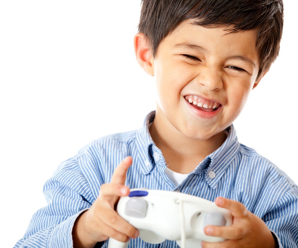 child playing video games enjoying screen time